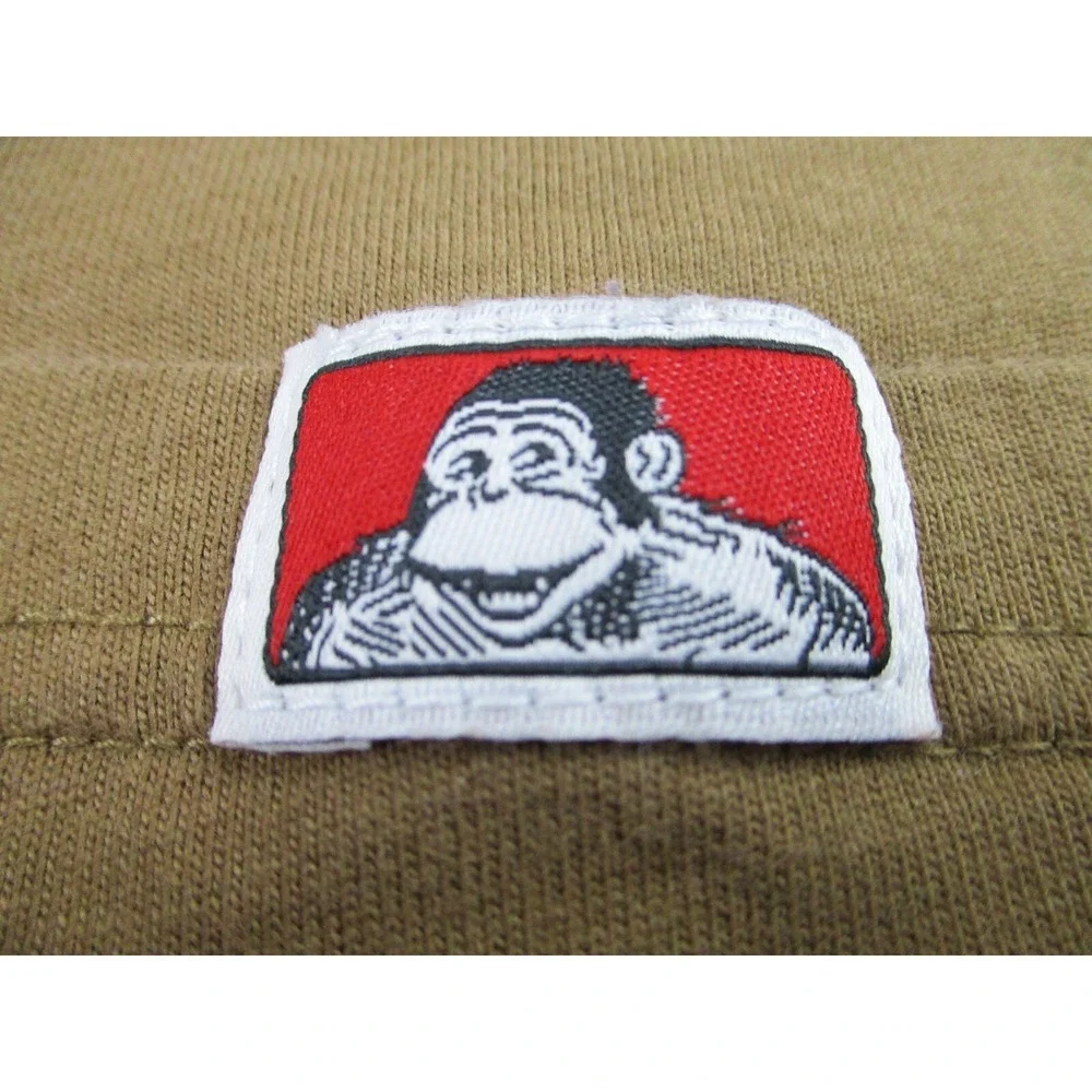 Ben Davis T‎ Shirt Mens Medium Brown Short Sleeve Monkey Pocket Logo Y2K Casual